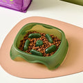 Blue plastic dog slow feeder anti-choking bowl for food and water