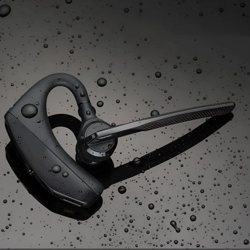 Black plastic Bluetooth sports headphones with USB charging port and battery display