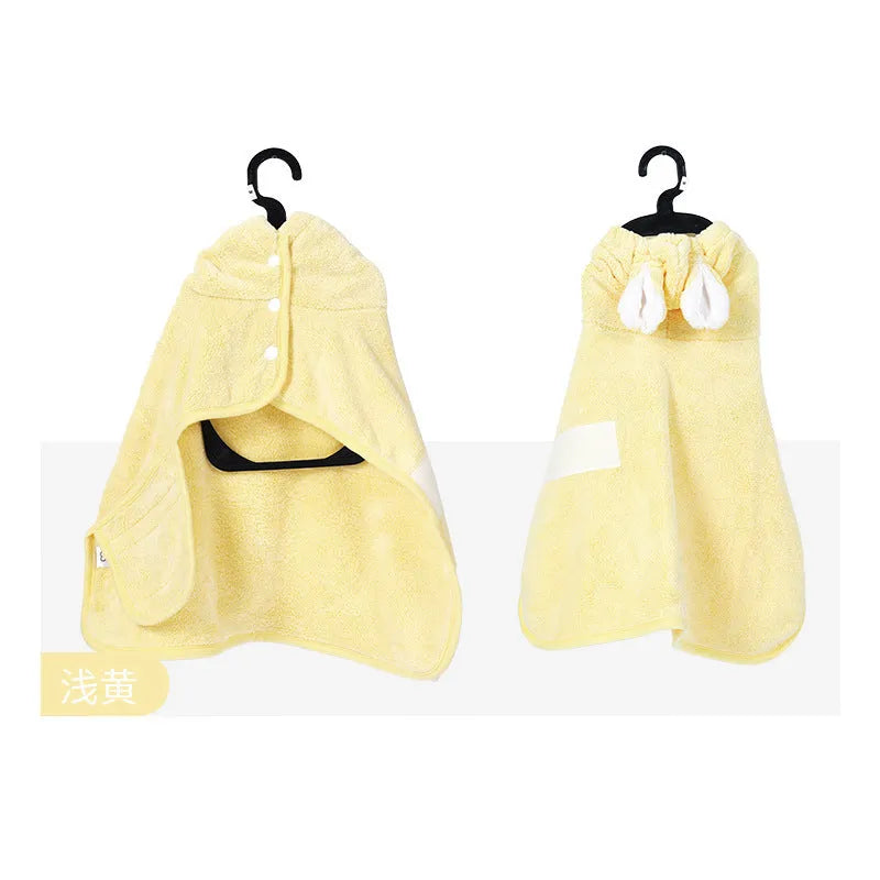Blue pet drying bathrobe wrap for cats and dogs, absorbent towel with size S dimensions