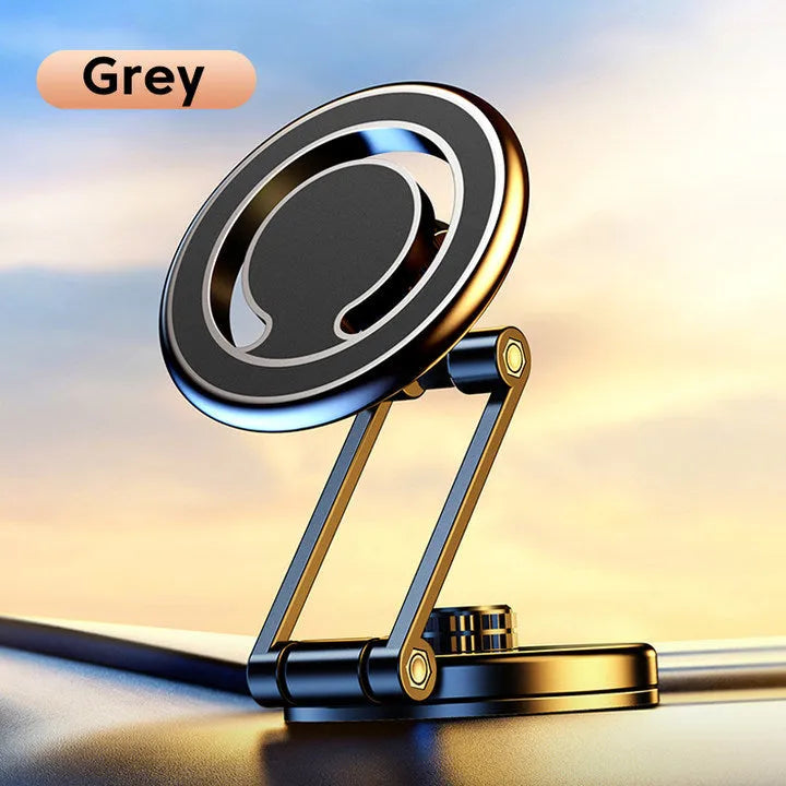 Telescopic folding car phone holder with magnetic suction mounting for dashboard installation
