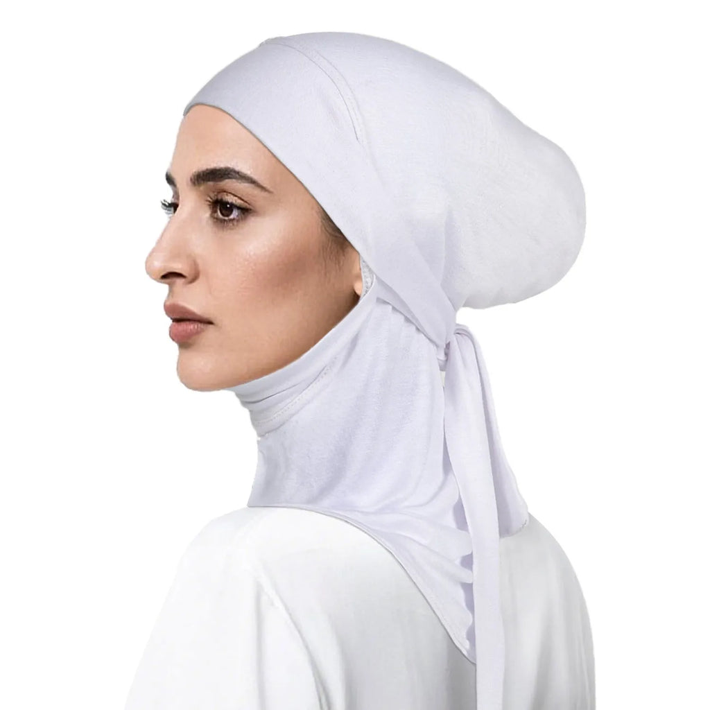 Women's hand-embroidered polyester dome crown headscarf in black – winter sun protection and warmth