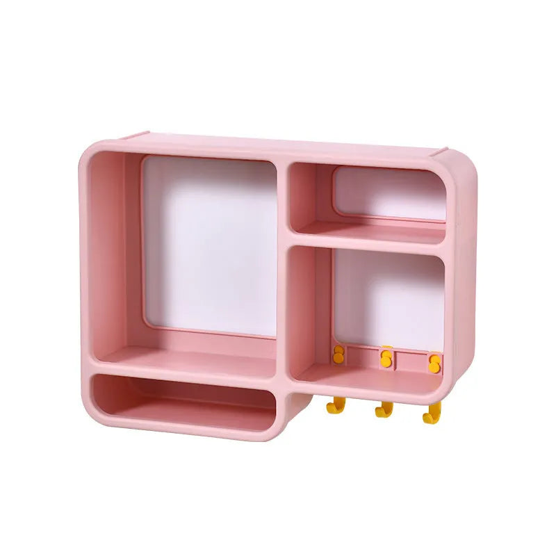 Plastic dust-proof wall shelf for cosmetics in white, 36.2x27.2x9.3cm, wall-mounted storage box