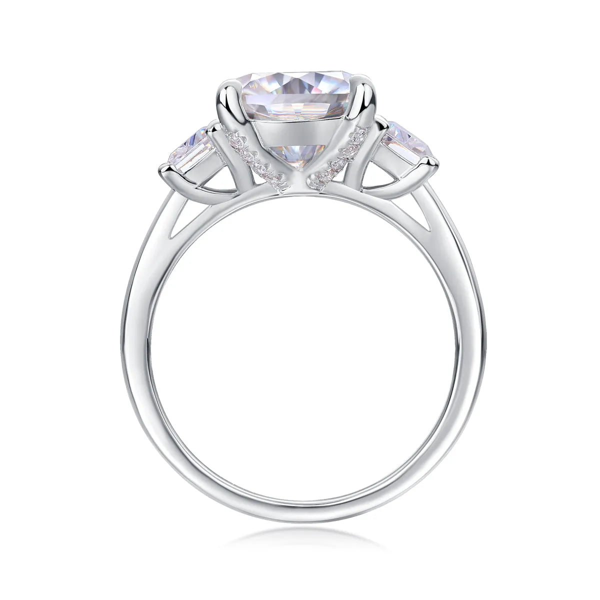 Moissanite wedding ring set with square cut 9x9 stone in platinum-plated S925 silver, gift box packaging