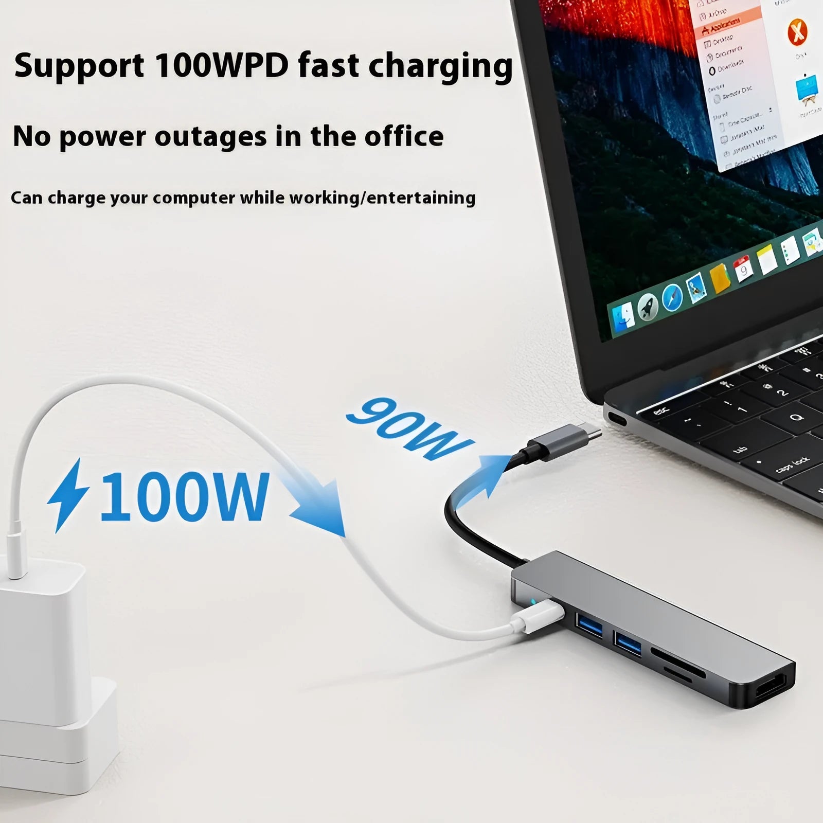 Portable notebook and tablet computer expansion dock with TYPE-C interface and 13.5cm cable