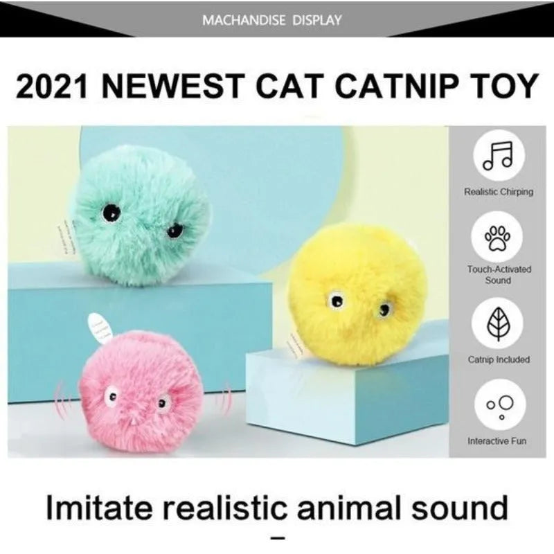 Colourful 55mm interactive cat toy ball with gravity sensor and animal sounds