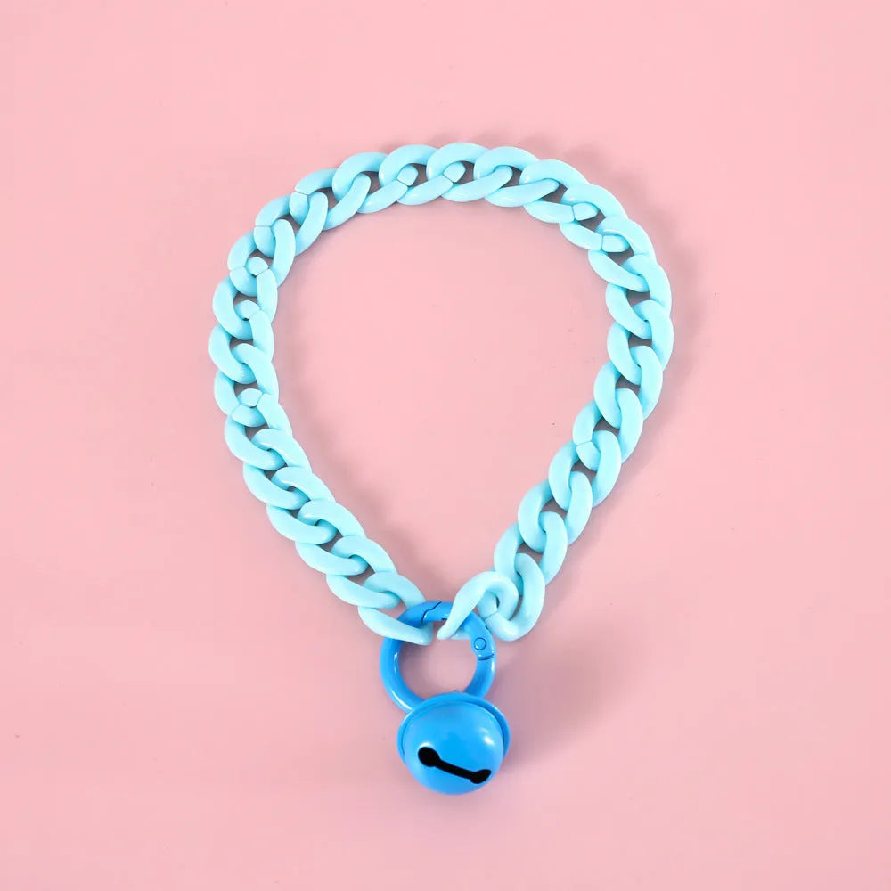 Adjustable plastic pet collar in macaron candy colours of blue, pink and mixed for cats and small dogs.