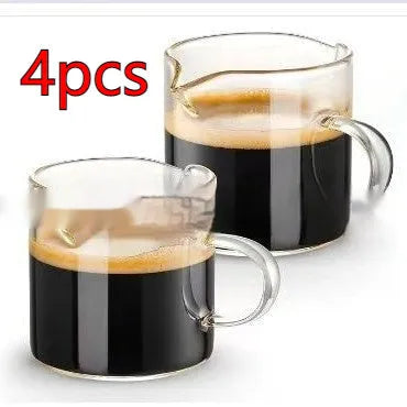 White transparent glass double-mouth coffee cup with modern simple design