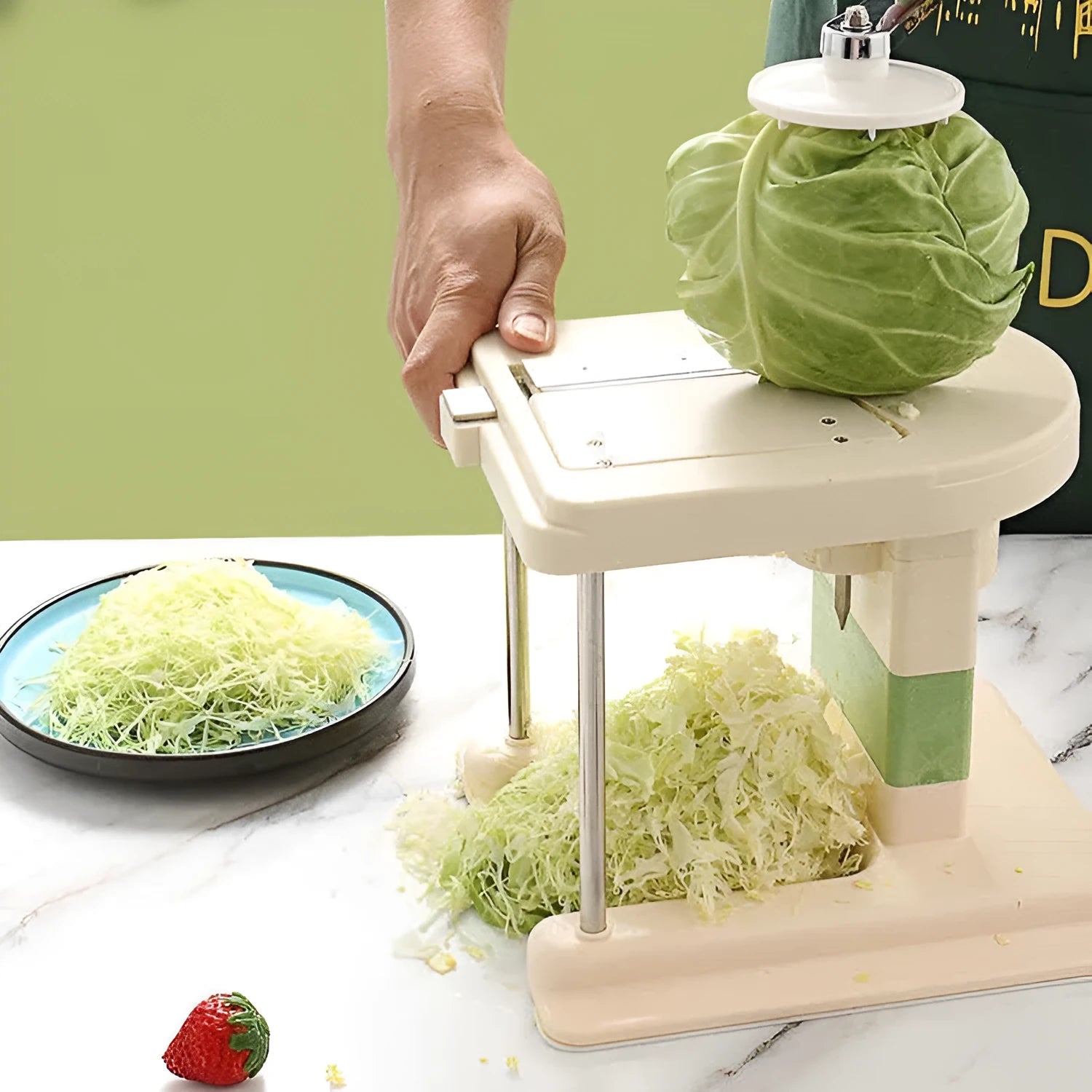 Beige stainless steel vegetable slicer chopper tool for potatoes and kitchen use