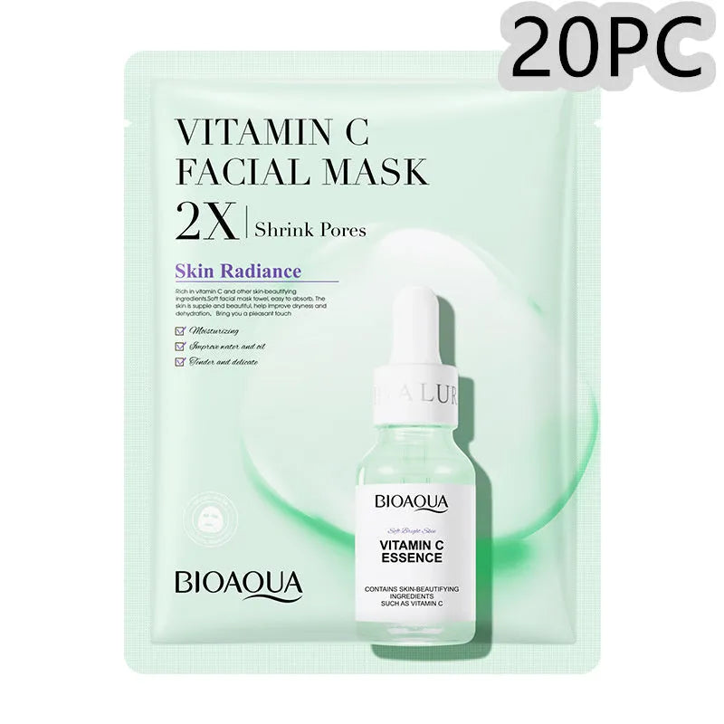 Single collagen hyaluronic acid facial sheet mask with 30g gel serum, shown on white background