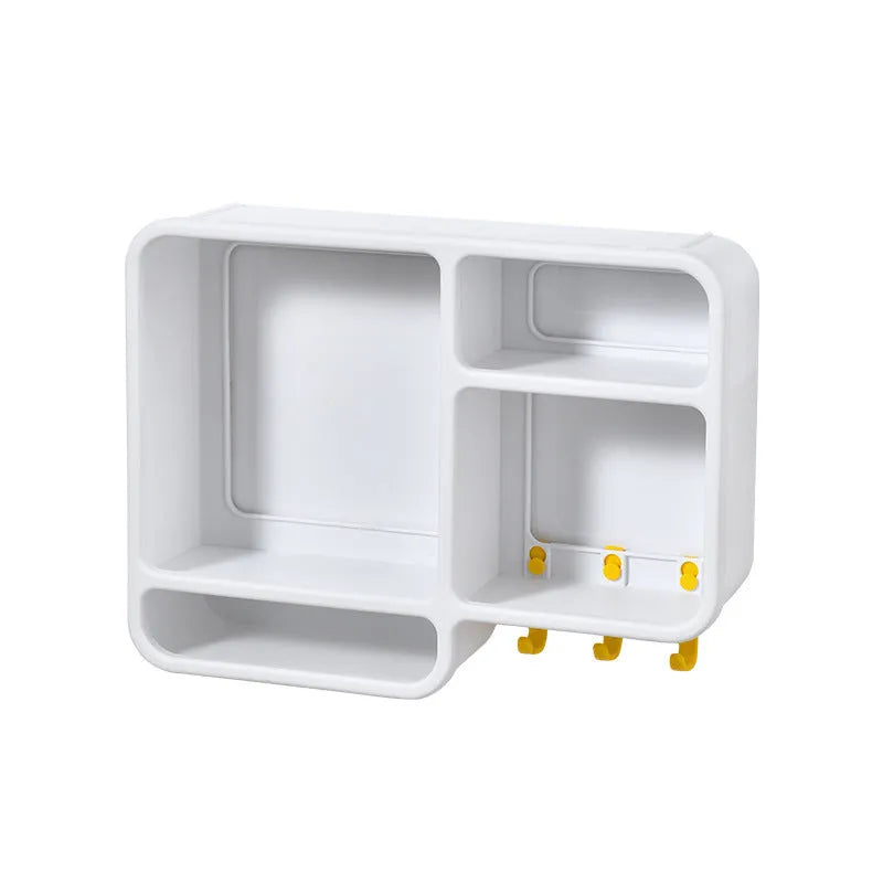 Plastic dust-proof wall shelf for cosmetics in white, 36.2x27.2x9.3cm, wall-mounted storage box
