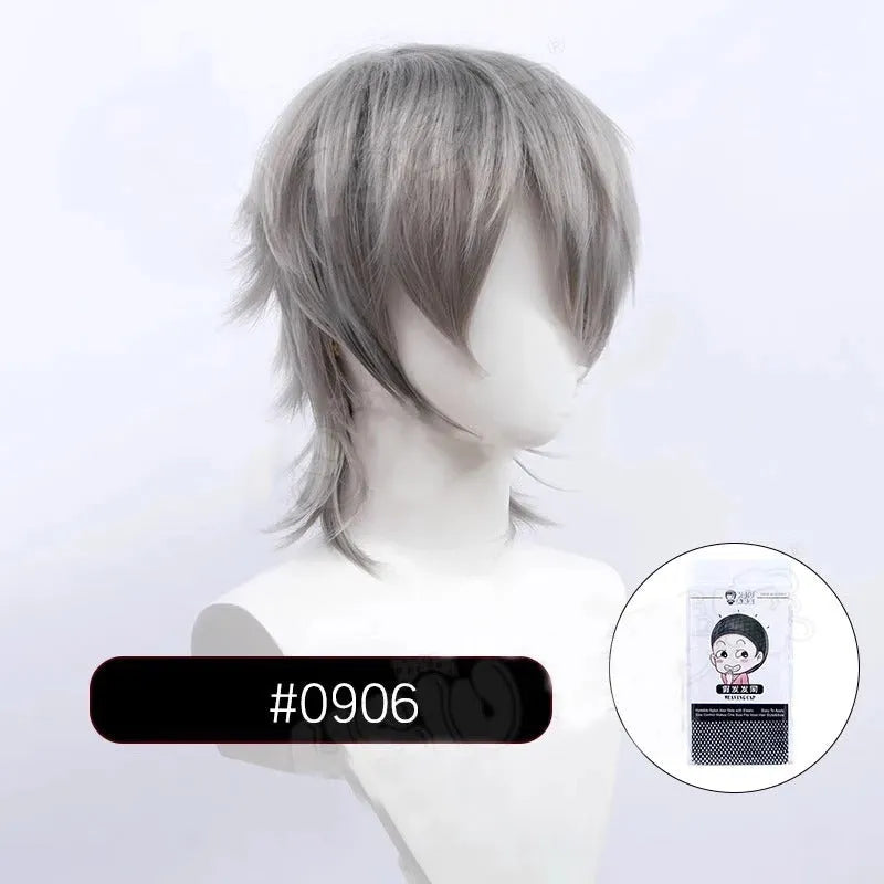 Men's short hairstyle cosplay wig in high-temperature fibre with anti-curling mechanism