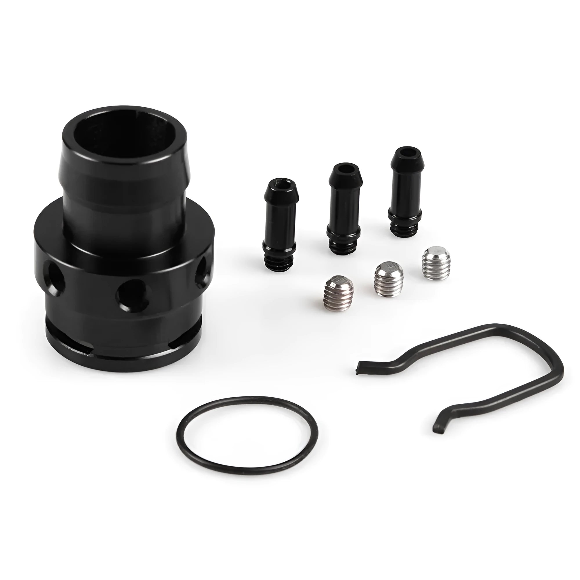 Black and titanium aluminium vacuum adapter tee for second generation engine vacuum systems