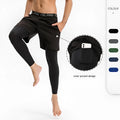 Man wearing grey high elastic tight pants for fitness training.