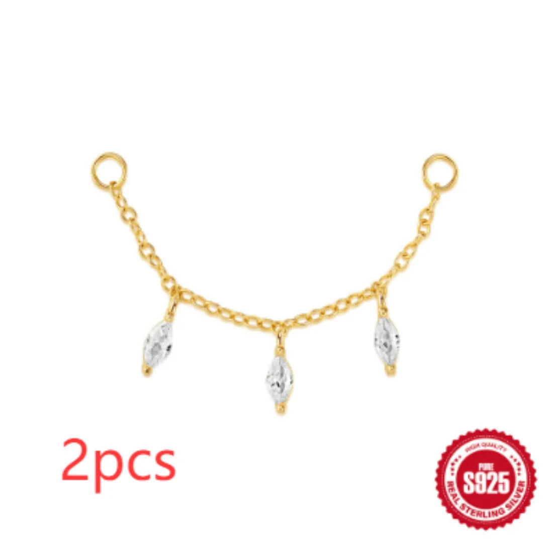 S925 sterling silver water drop earrings with a flat spiral geometric design in a gold tone.
