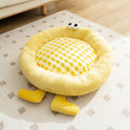 Elf Briquettes blue plush pet sleeping mat with raised edges, shown in a large size.