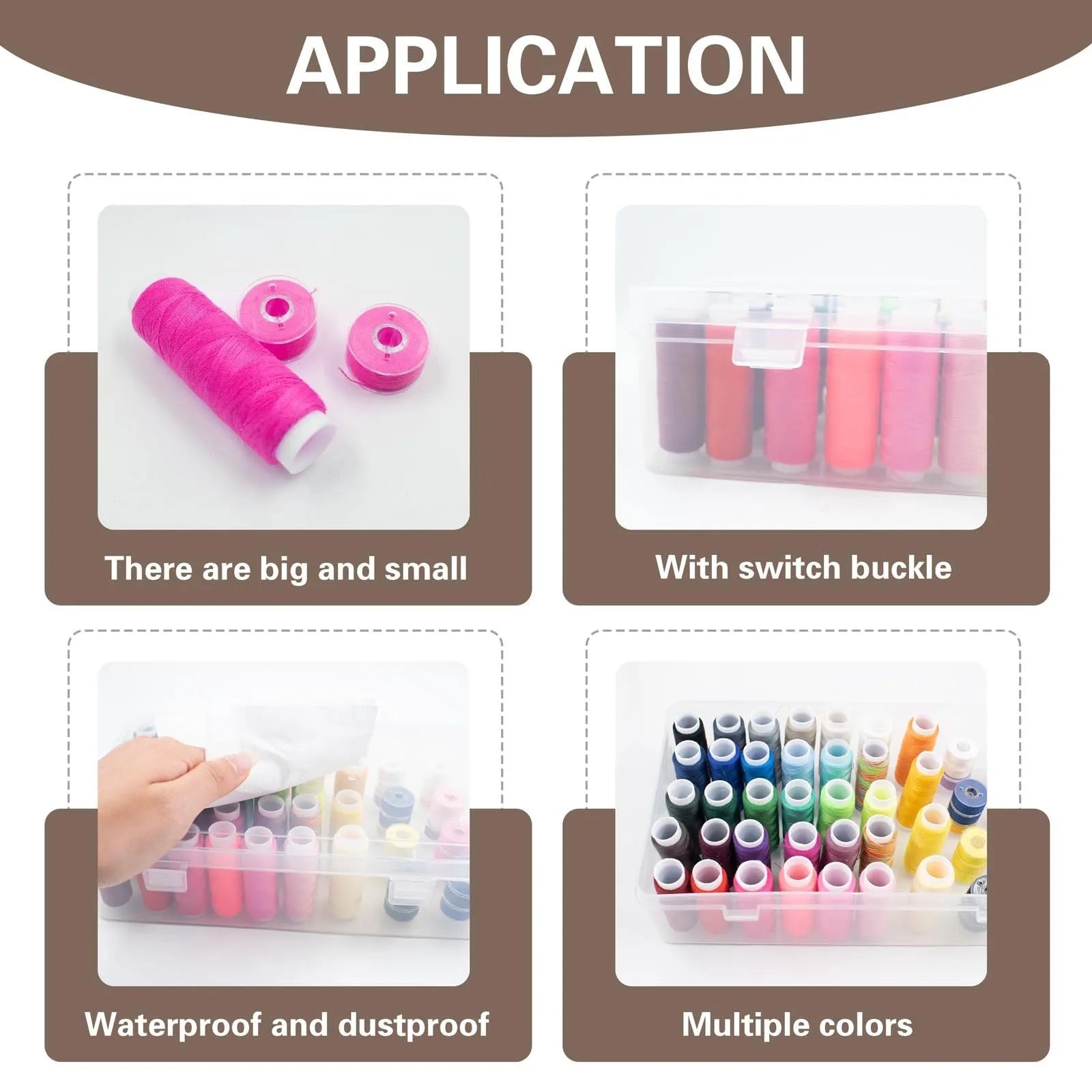 42 compartment transparent pink blue PP plastic embroidery thread sewing storage box