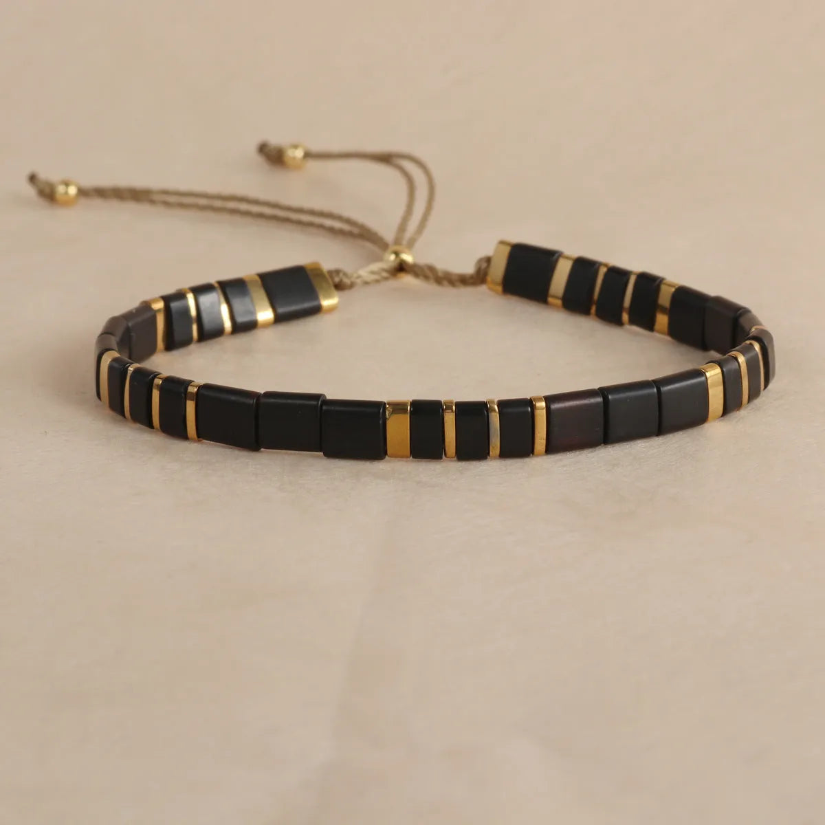 Geometric glass bead bracelet in European fashion style showing colour options