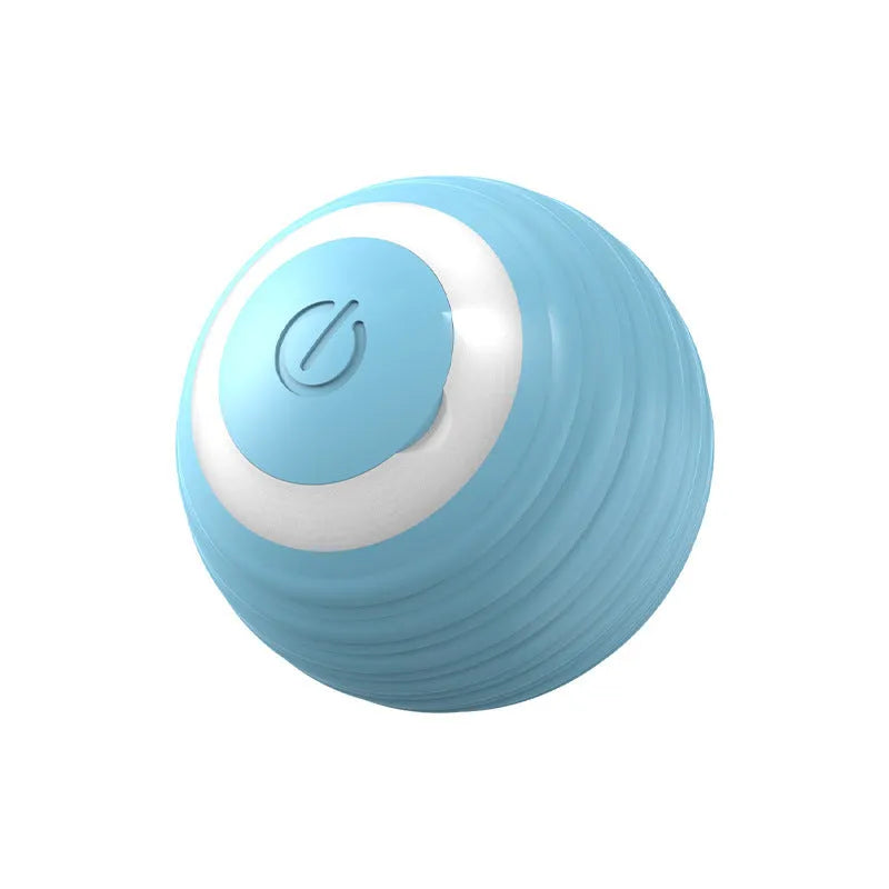 Automatic moving cat toy with rechargeable battery in blue colour on indoor floor