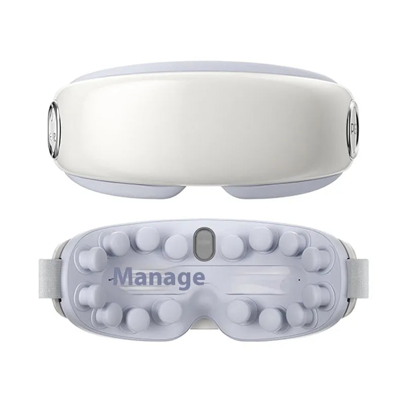 Rechargeable Bluetooth steam smart eye moisturising instrument in purplish grey, showing its compact size and shape.