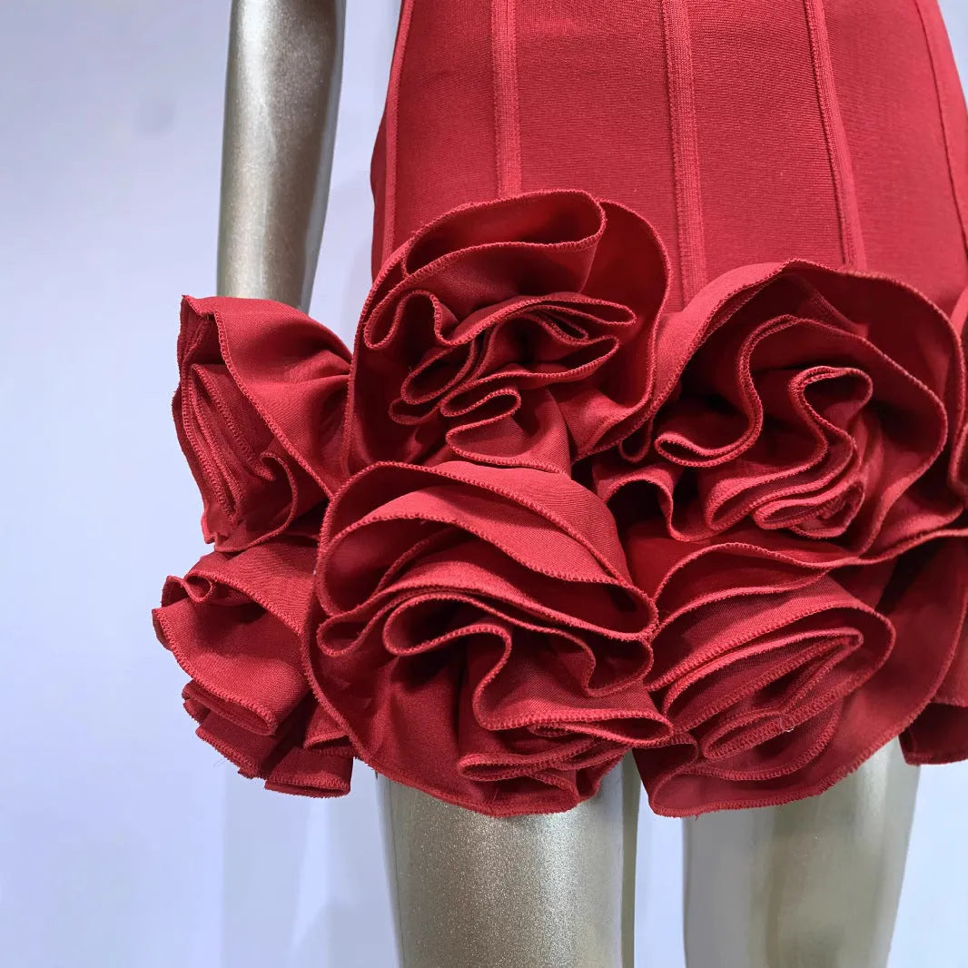 Women's solid colour polyester dress with mid-waist styling in black, red, or white.