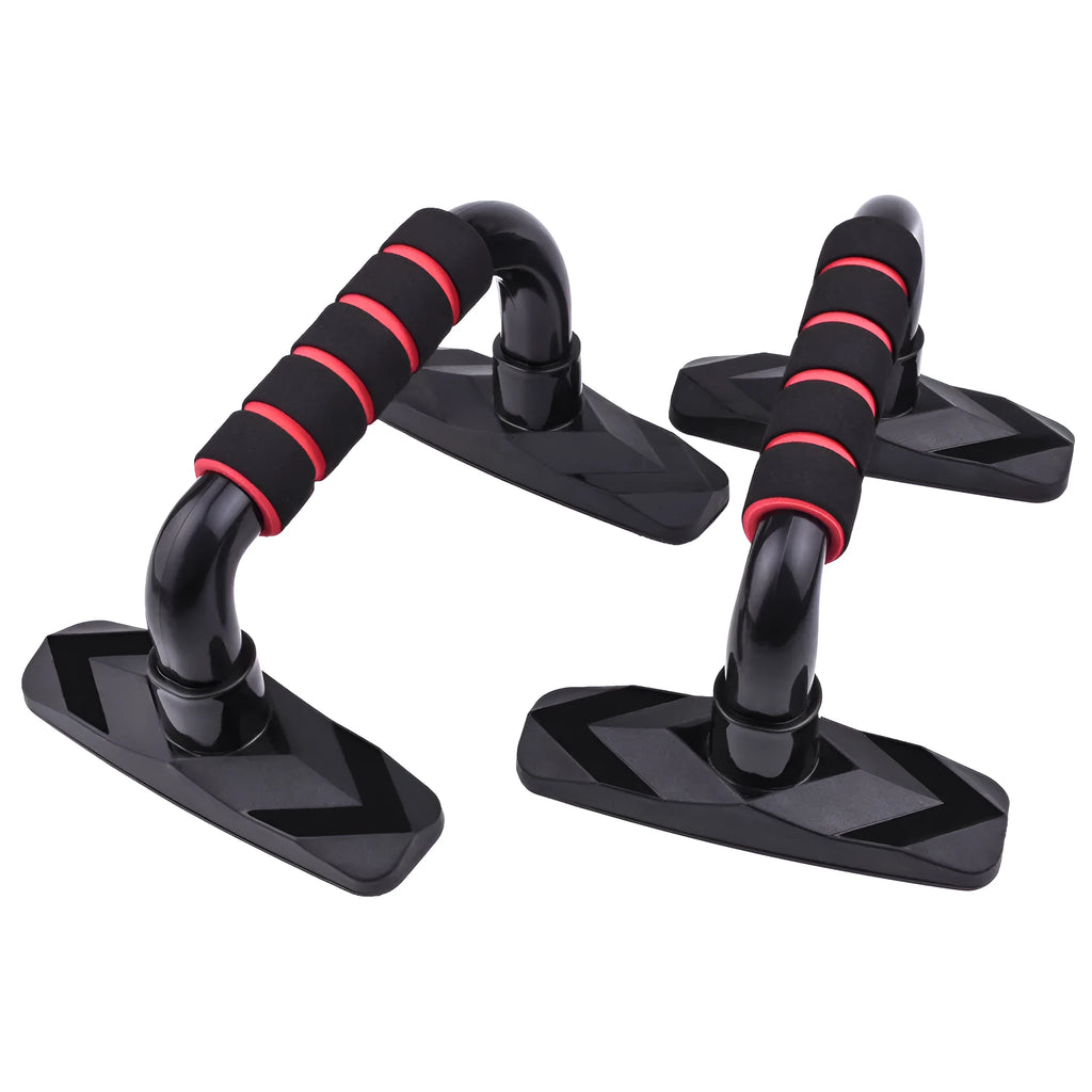I-shaped push up bars in various colours for arm, chest, core and shoulder muscle training exercises