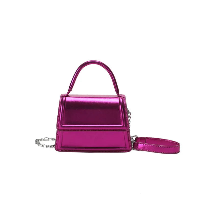 PU retro crossbody bag with horizontal square shape and sewing line details
