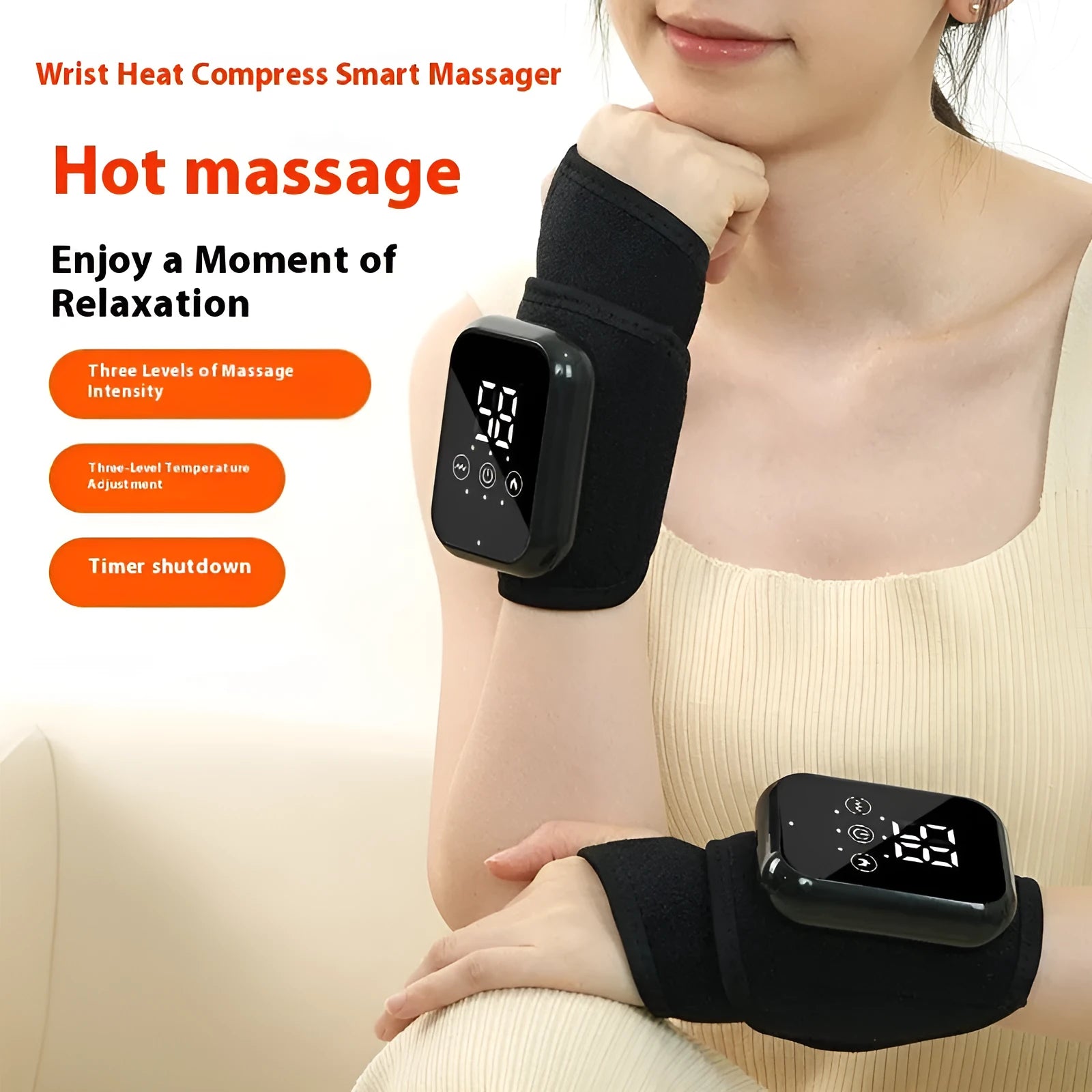 Black electric heating ankle sleeve showing integrated construction for heel and joint warmth