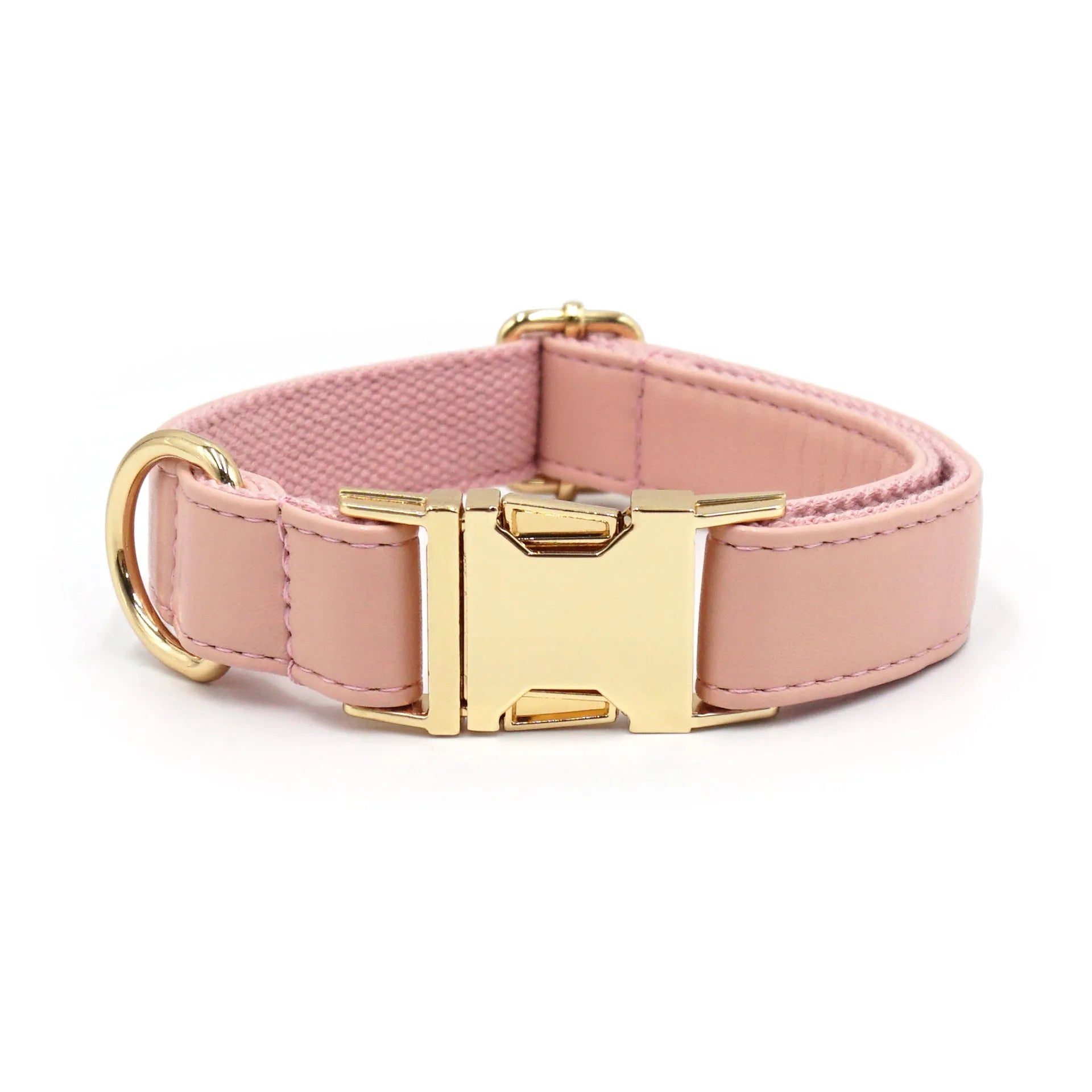 Simple colour blocking velvet leather dog collar in caramel colour with size tag
