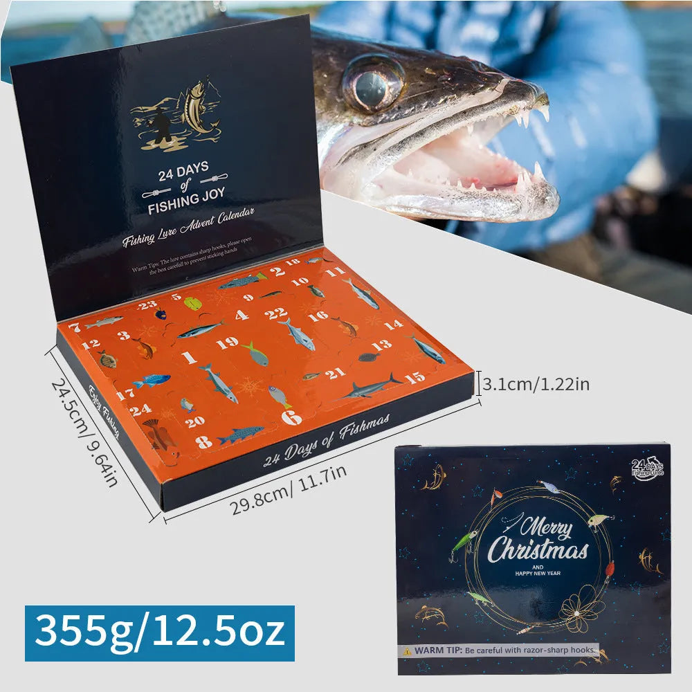 24-piece blind box Christmas fishing set with metal components in 01 style colour