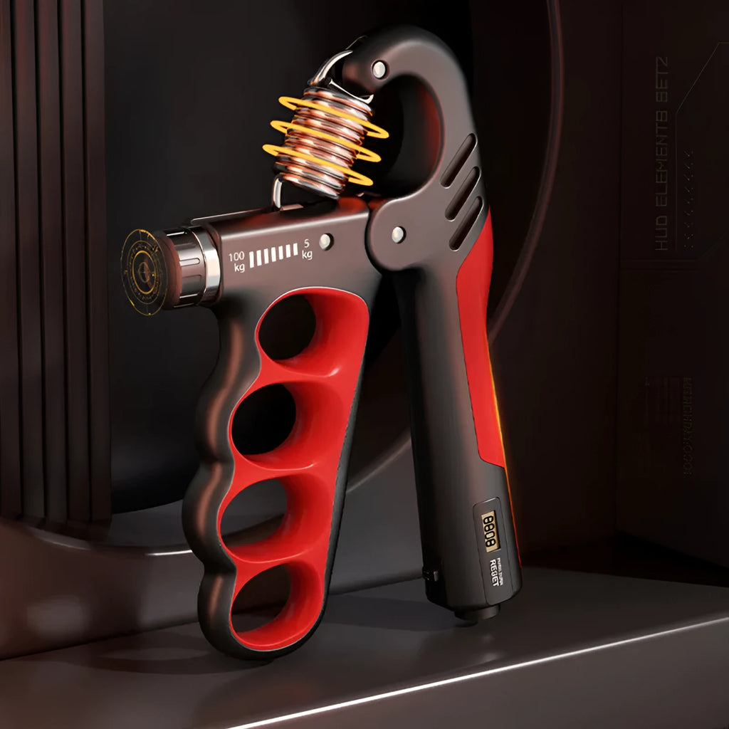 Electronic counter spring grip trainer with adjustable resistance in orange colour