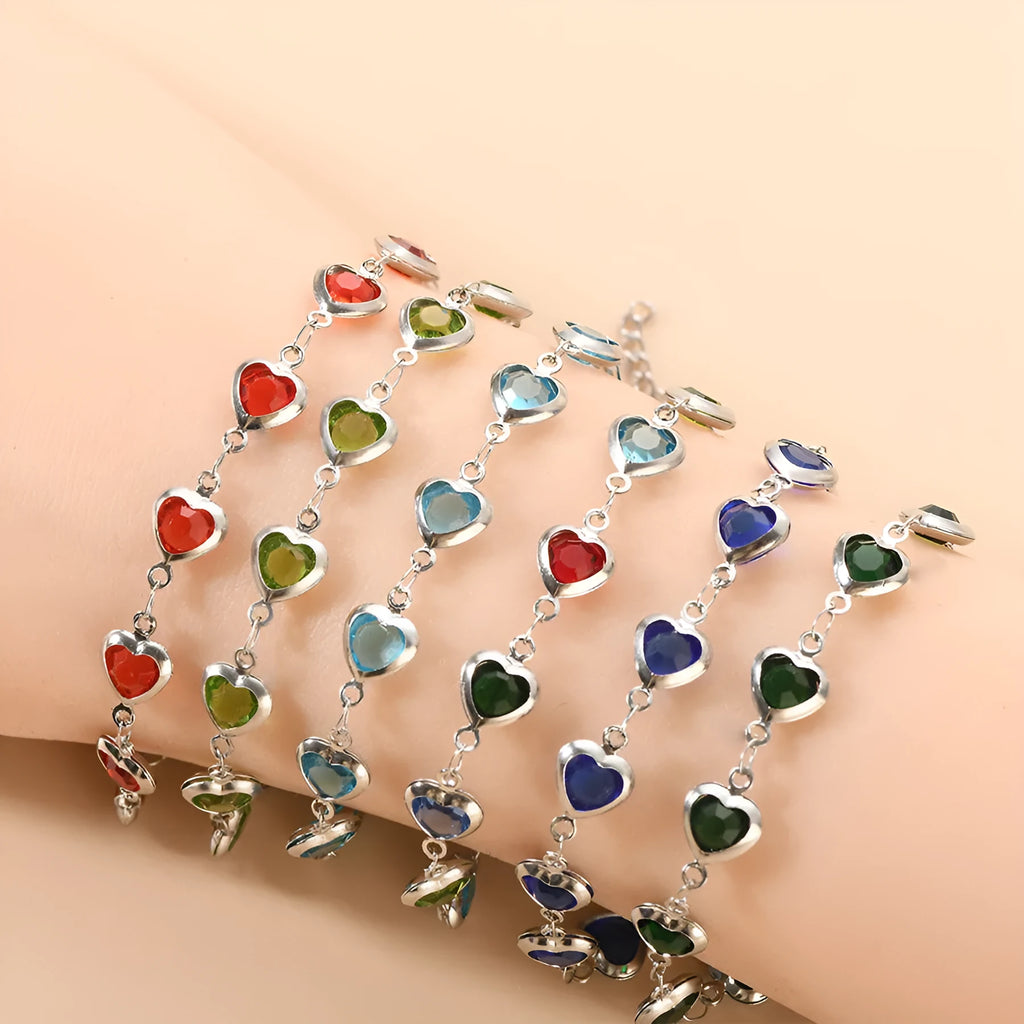 Stainless steel geometric devil's eye heart bracelet with electroplated colour options
