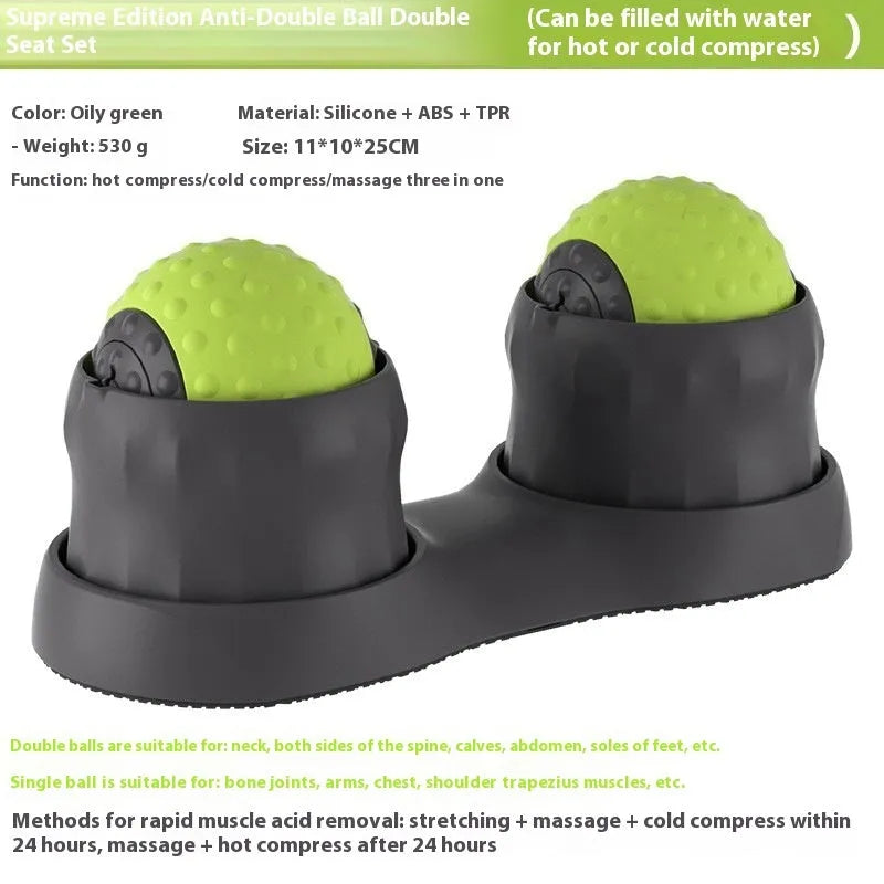 Massage ball set for cold and hot compress therapy in green and brown colour options