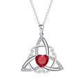 Women's Celtic knot necklace in copper with geometric pendant showing electroplated colour options