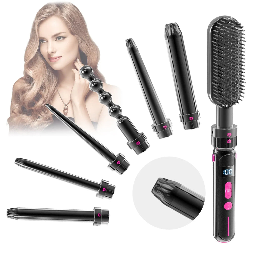 Black ceramic curly hair sticks dual-purpose styler with 30 temperature settings and PTC fast heating