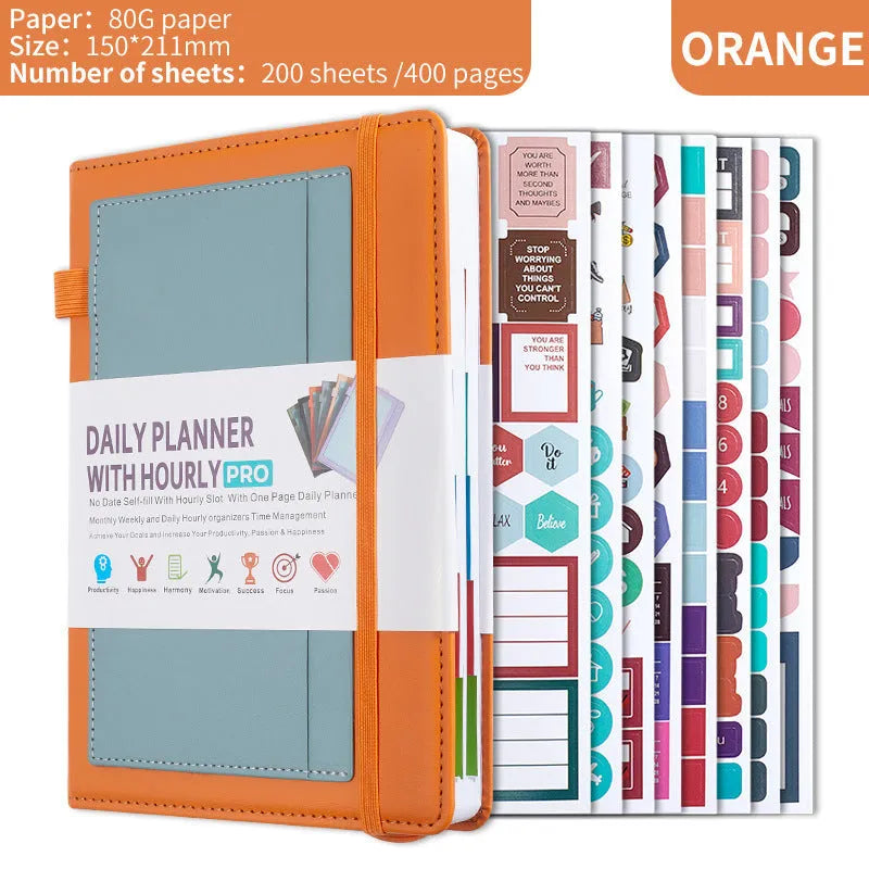 Creative trend undated notebook with strap closure in purple, available with planning stickers.