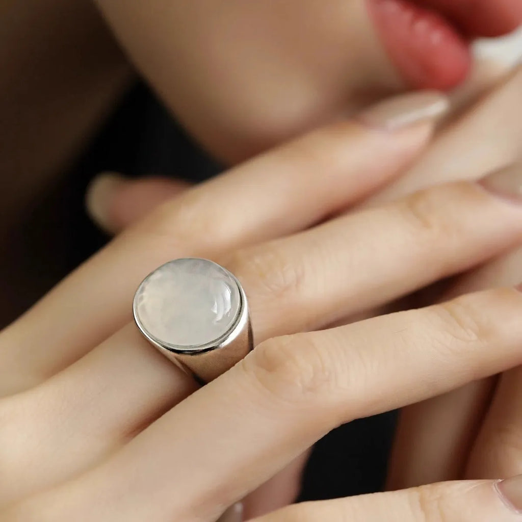 Lychee jelly round ring copper electroplated geometric open mouth adjustable women J2533 colour