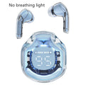 Transparent wireless Bluetooth headset with in-ear design in white, black, pink, sky blue or violet colours