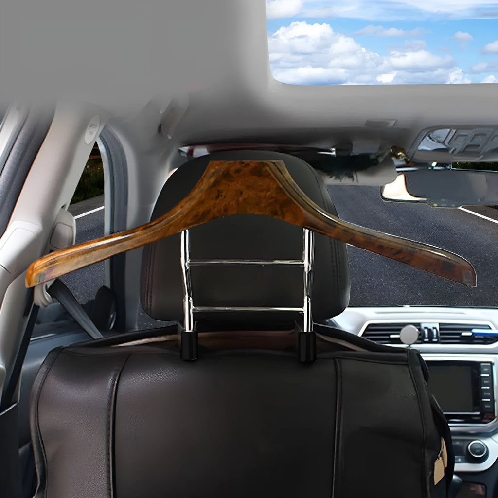 Wood yellow car clothes hanger with stainless steel frame for suits and shirts