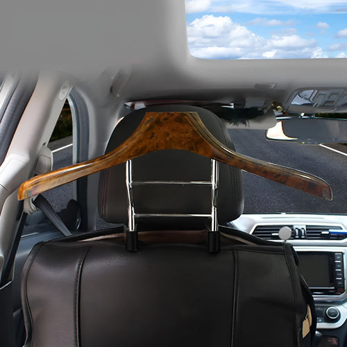 Wood yellow car clothes hanger with stainless steel frame for suits and shirts