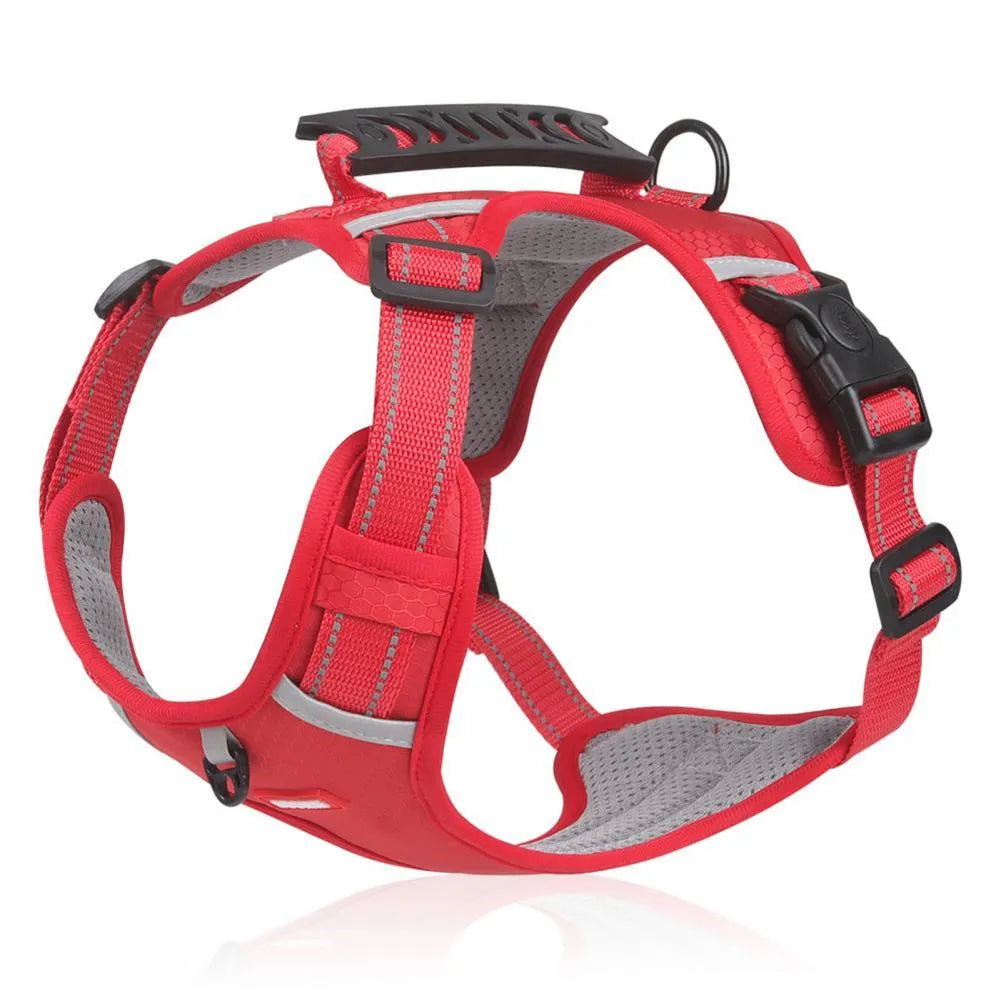 Nylon Oxford cloth no-pull dog harness with reflective strip and adjustable buckles in orange