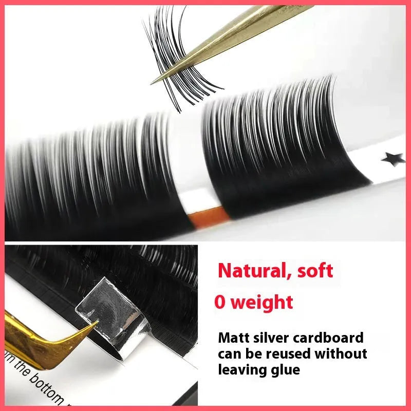 Mink hair false eyelashes with 16-row dense arrangement on matte black round wool bands