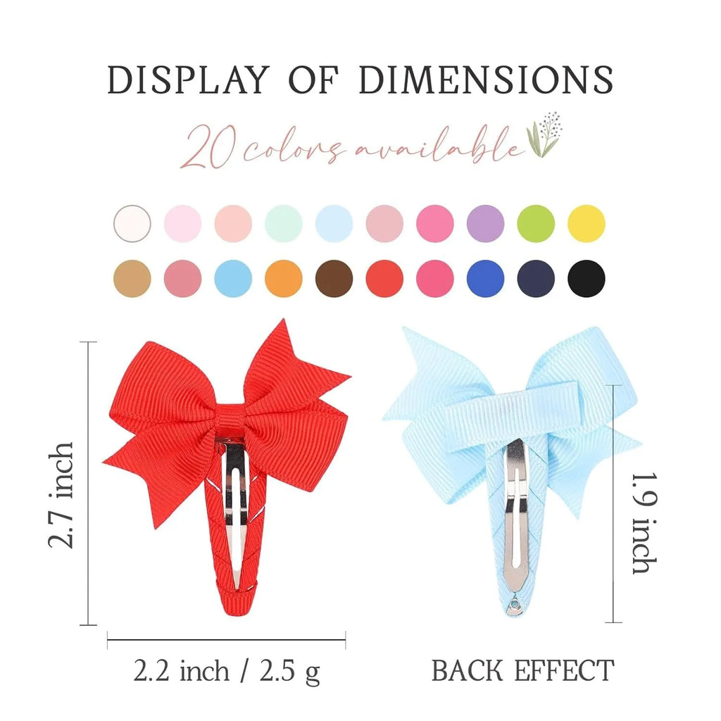 40-piece set of snap hair bows in various grosgrain ribbon colours for baby girls