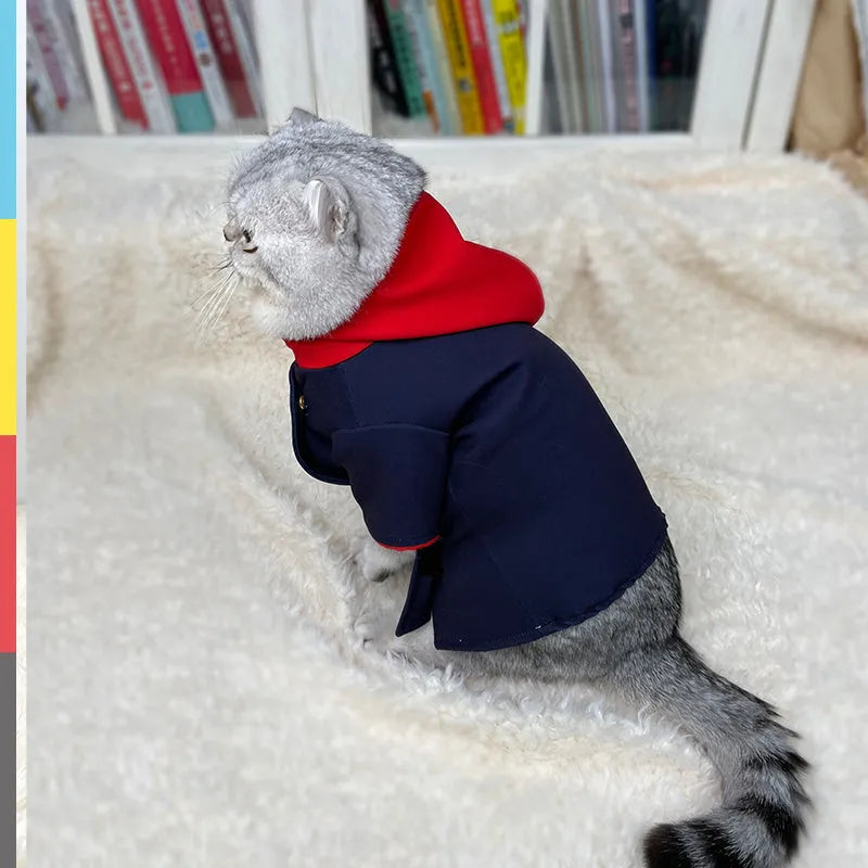 Colourful pet hoodie with polygonum pattern for cats and dogs, available in small and medium sizes