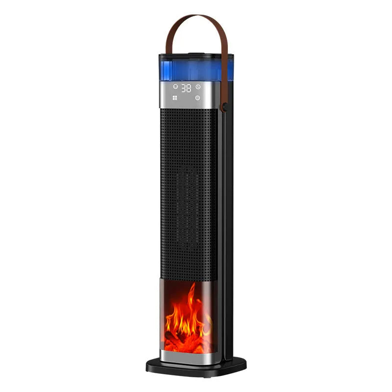 Tall vertical heater with humidifier function in upgraded humidifying remote control colour, dimensions 16x16x52.6cm