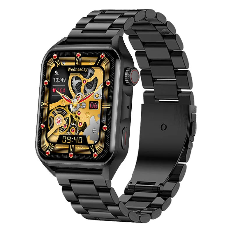 Smart watch with 1.8-inch AMOLED display on silicone wrist strap showing multi-dial screen