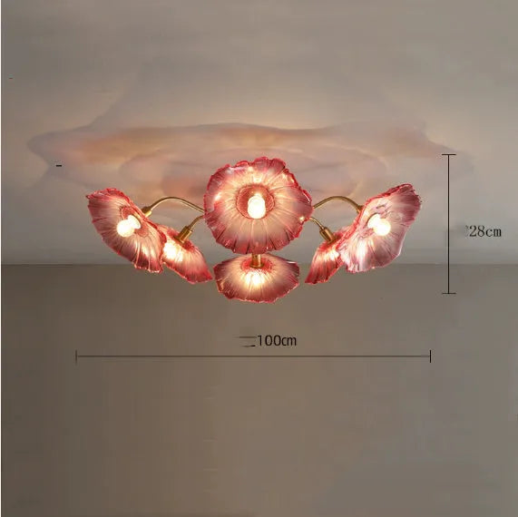 Modern simple creative flower ceiling lamp with multiple heads for bedroom or hall lighting.