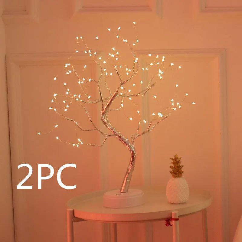 LED Christmas tree light with 108 warm white LEDs, touch control base, and plastic construction
