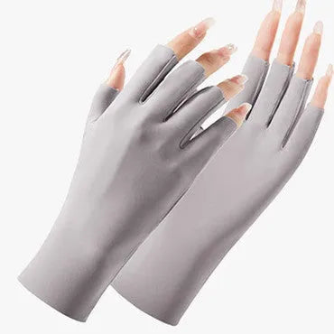 Women's UPF50 ice silk sun protection gloves in multiple colours for driving and gardening