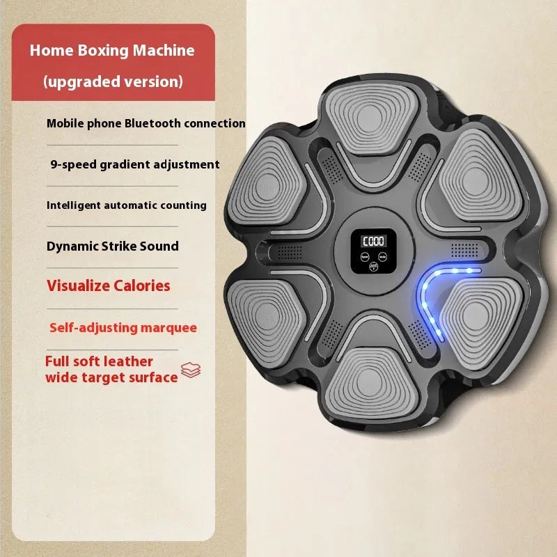 Smart music boxing machine wall target with electronic display and gloves for reaction training