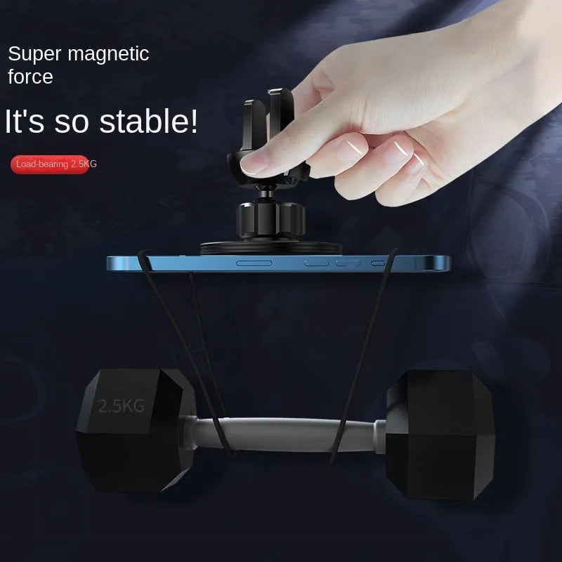 Black aluminium alloy magnetic suction car air outlet mobile phone holder mounted on central control vents